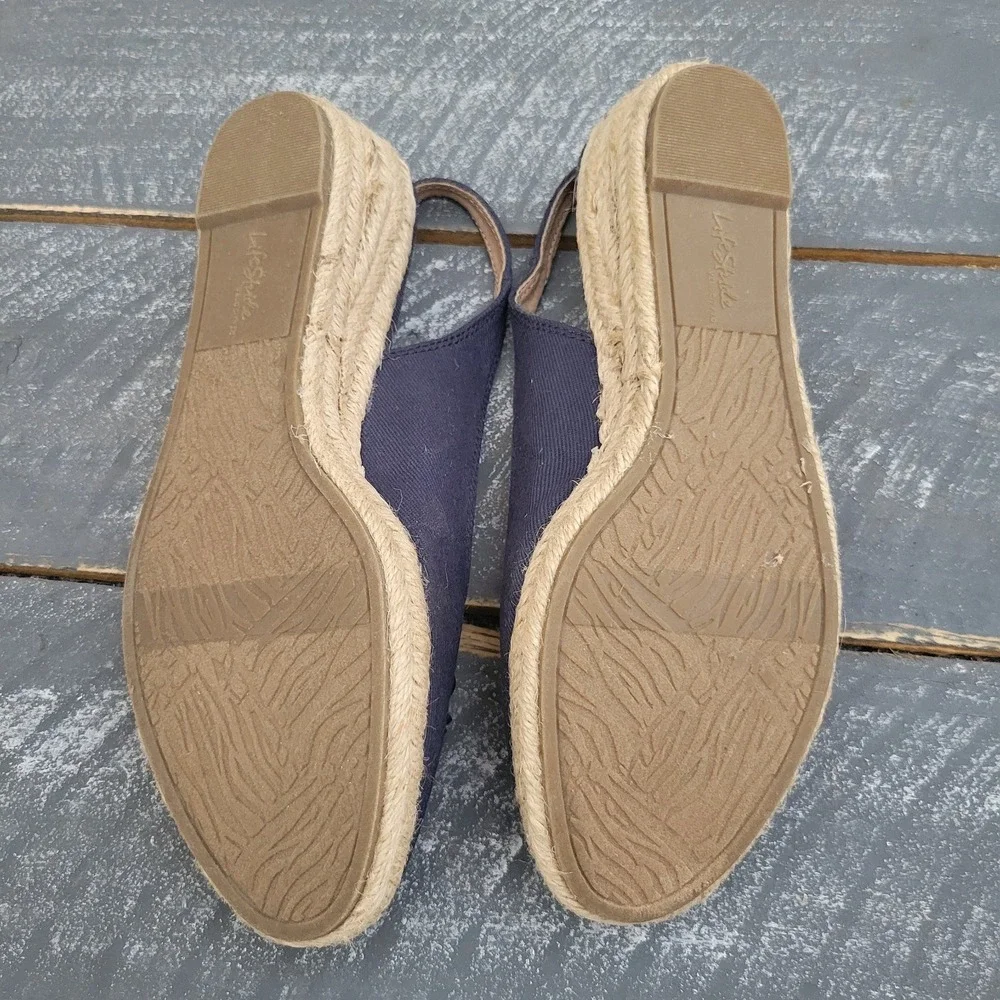 Life Stride‎ Keepsake Women's Espadrille Sandals 8.5W Navy Adjustable Heels New